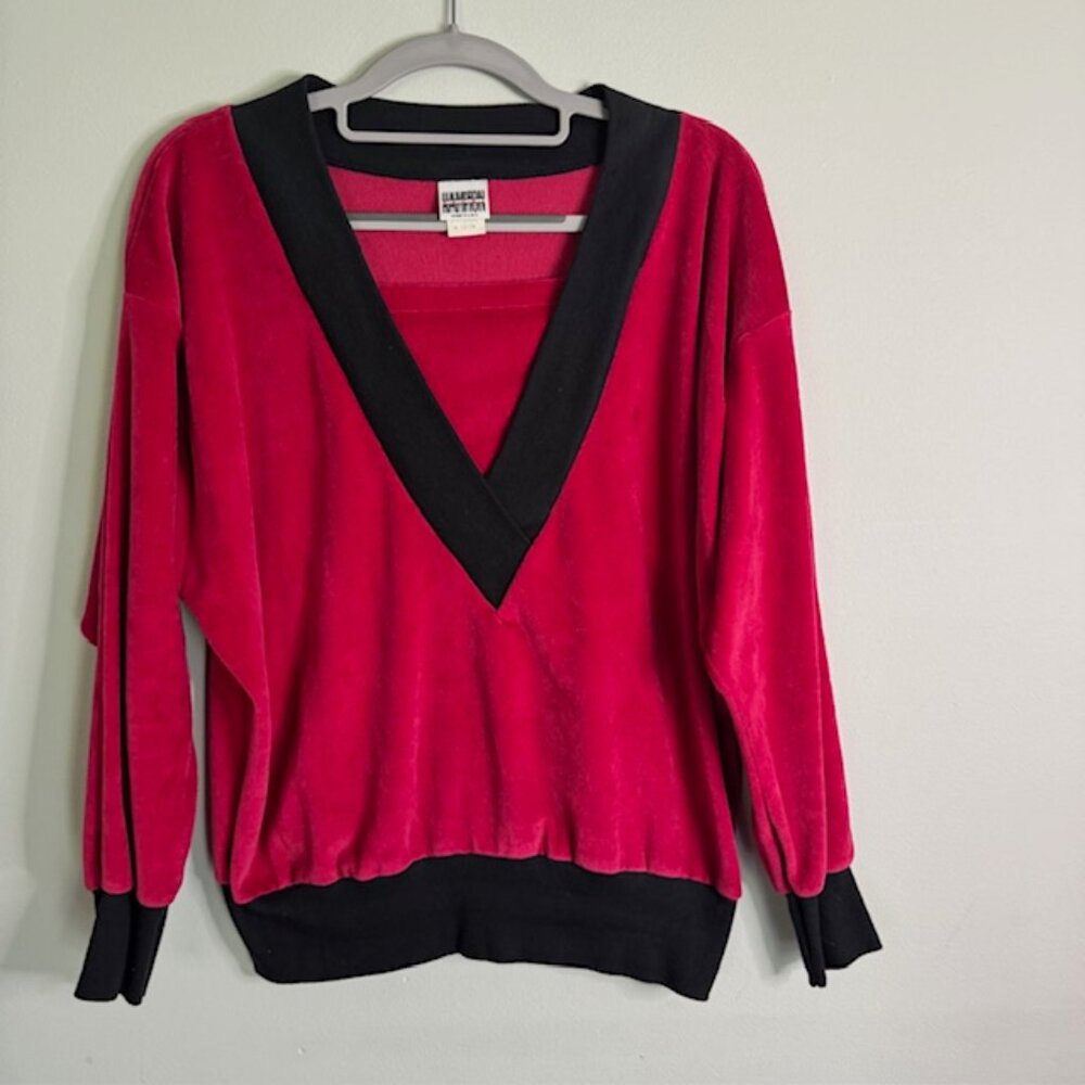 Vintage Hampton Sport Women's Long Sleeve Velour Shirt Size Med (10-12)